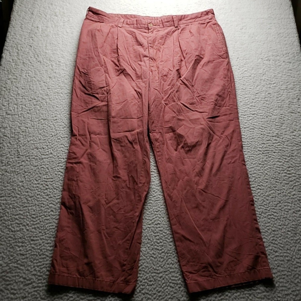Bills Khakis Pants Mens 44x29 Pink Pleated Relaxed Fit Chino Made In USA